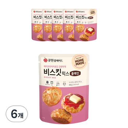 큐원 홈메이드 비스킷믹스 플레인, 250g, 6개