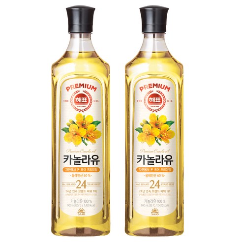 해표 카놀라유, 900ml, 2개