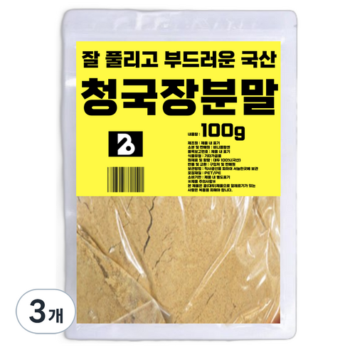 비니플랑센 잘 풀리고 부드러운 국산 청국장 가루 분말, 100g, 3개