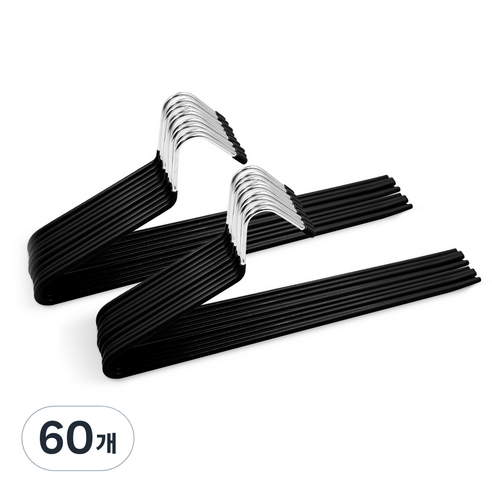 조은리빙 코팅 논슬립 바지걸이, 블랙, 60개