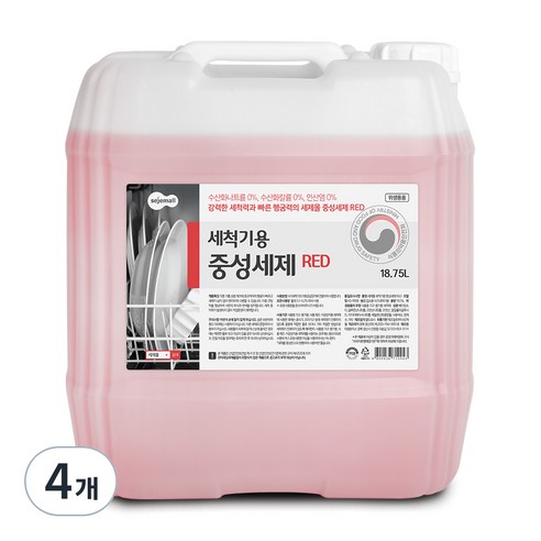 초음파식기세척기 추천 세제몰 식기세척기용 중성세제 RED 18.75L, 4개 (인기 브랜드 순위, 가격 비교)