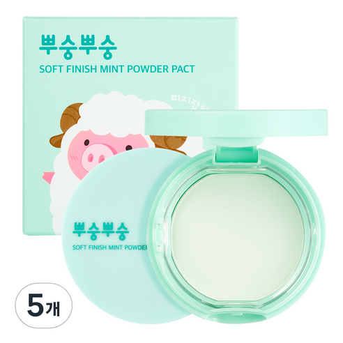 미팩토리 뿌숭뿌숭 파우더팩트 9g, 민트, 5개