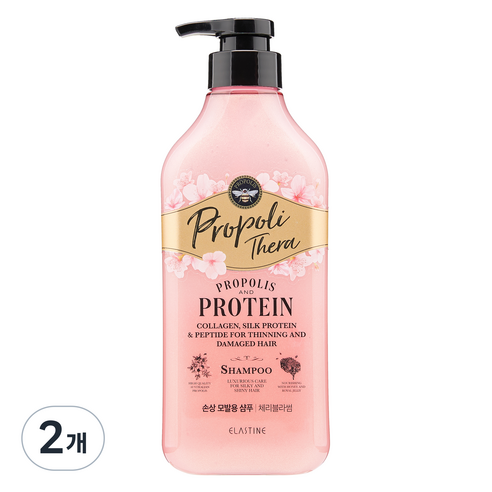 엘라스틴 프로폴리테라 손상모발용 단백질 영양 샴푸 체리블라썸 향, 2개, 500ml