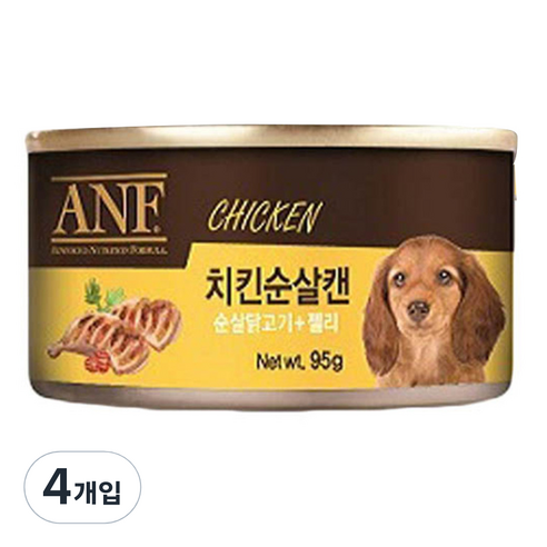에이엔에프 강아지 간식캔, 치킨순살맛, 95g, 4개