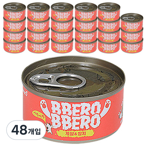 뻬로뻬로 간식캔, 게살 + 참치 혼합맛, 48개
