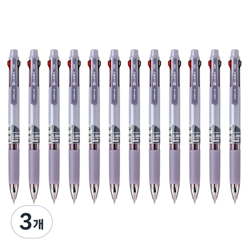 라인플러스 M3 3색볼펜 0.38mm 12p, 다크퍼플, 3개