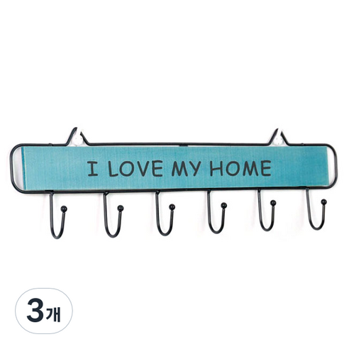 제이아울 러브마이홈 철제 옷걸이 6칸, 파란색, 3개