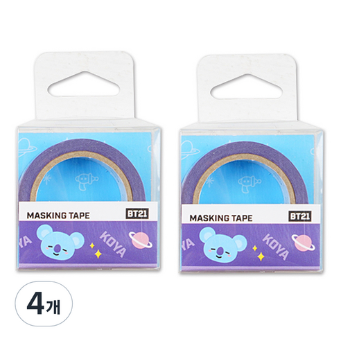 BT21 마스킹 테이프 15mm x 7m, 코야, 4개