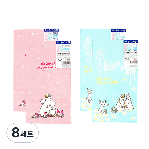 금홍팬시 무민 종이 포장 봉투, 혼합색상, 8세트