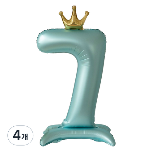 세컨드베스트 크라운 스탠딩 숫자 파티풍선 100cm, 블루 숫자 7, 4개