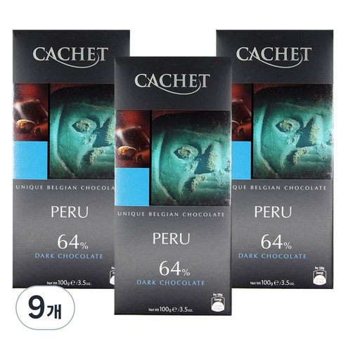 까쉐 페루 다크 초콜릿, 100g, 9개