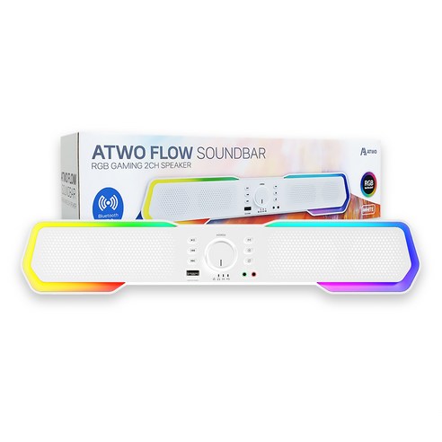 에이투 플로우 RGB LED 레인보우 블루투스 5.3 게이밍 사운드바 스피커, ATWO FLOW