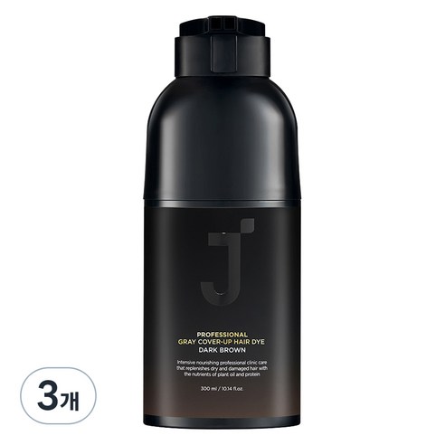 제이숲 프로페셔널 커버업 새치 염모제 300ml, 다크브라운, 3개