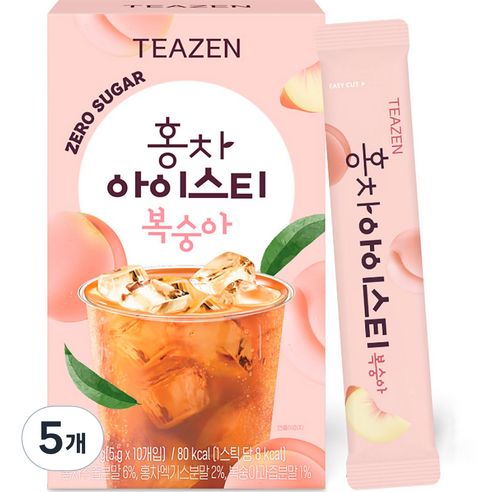 티젠 홍차 아이스티 복숭아 10p, 50g, 5개, 10개입