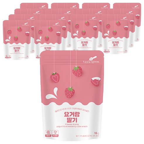 리틀스푼 요거트 큐브스낵 16g, 요거랑 딸기, 15개