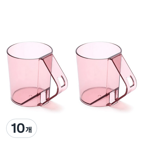 맥라이프 욕실 거꾸로 칫솔 꽂이 양치컵, 핑크, 10개