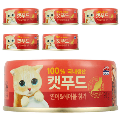 사조해표 캣푸드 간식캔, 연어, 90g, 6개