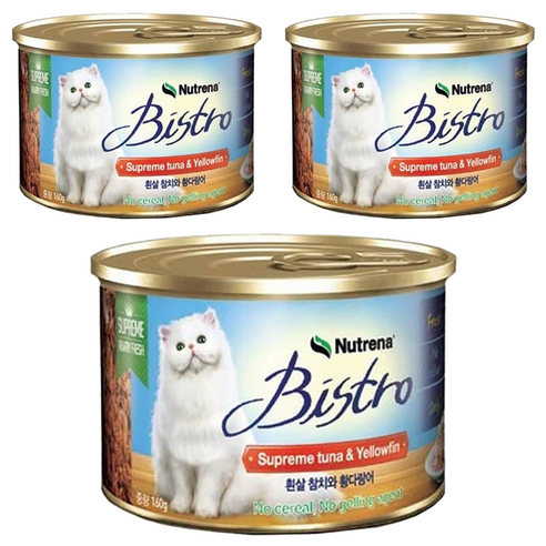 비스트로 고양이캔 생선, 혼합맛(흰살참치/황다랑어), 160g, 3개