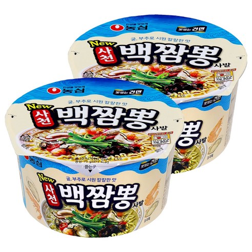농심 사천 백짬뽕 사발 75g, 2개