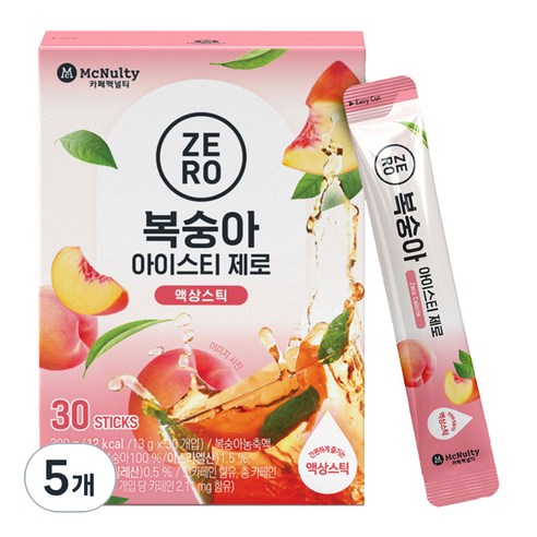 맥널티커피 제로 아이스티 복숭아, 5개, 390ml
