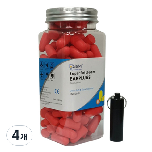 소음방지 귀마개 레드 120p, 4개, 120개입