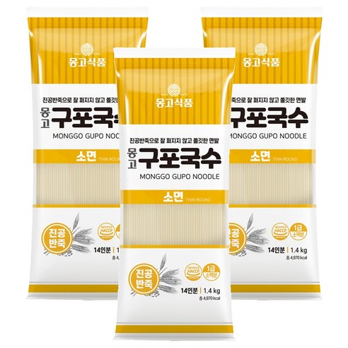 몽고식품 구포국수 소면, 1.4kg, 3개