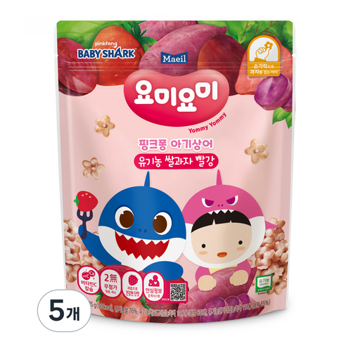 맘마밀요미요미 유기농 쌀과자 25g 빨강, 5개