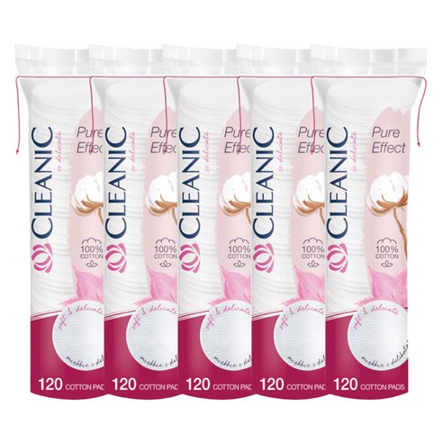 클레아닉 Pure Effect 소프트 터치 화장솜, 120개입, 5개