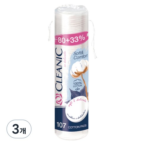 클레아닉 Pro Silk 소프트 앤 컴포트 화장솜, 107매입, 3개