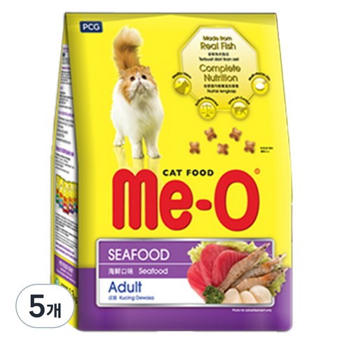 뉴-MeO 시푸드 고양이 건식사료, 씨푸드, 1.2kg, 5개