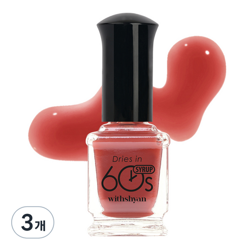 위드샨 시럽타입 반투명 60초 네일라커 매니큐어, M67 딸기잼시럽, 9ml, 3개