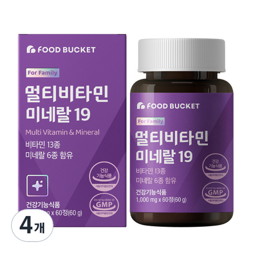 푸드버킷 멀티비타민 미네랄 19, 4개, 60g