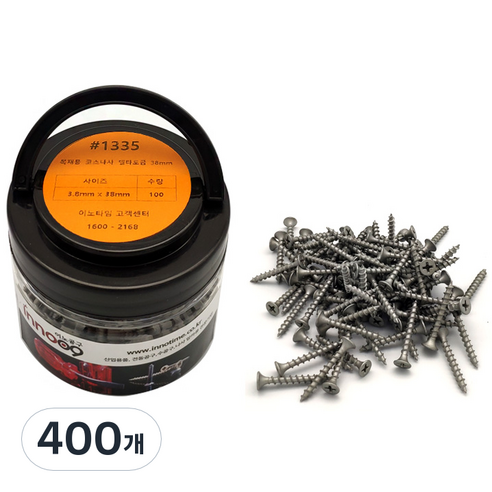 이노공구 목재용 델타도금 코스나사 3.8 x 38 mm 1335, 400개