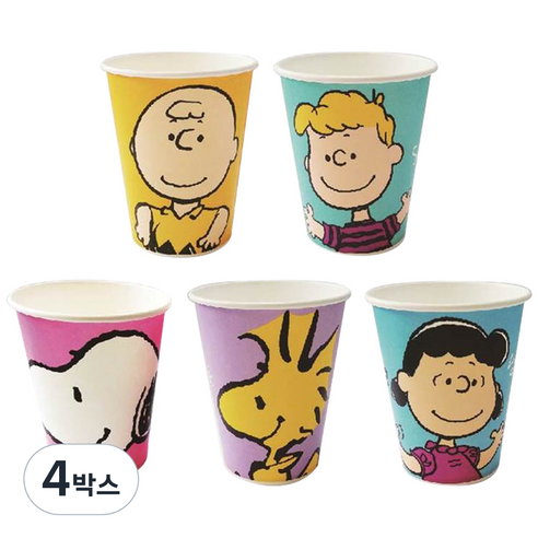 피너츠 칼라 종이컵 270ml, 50개입, 4세트