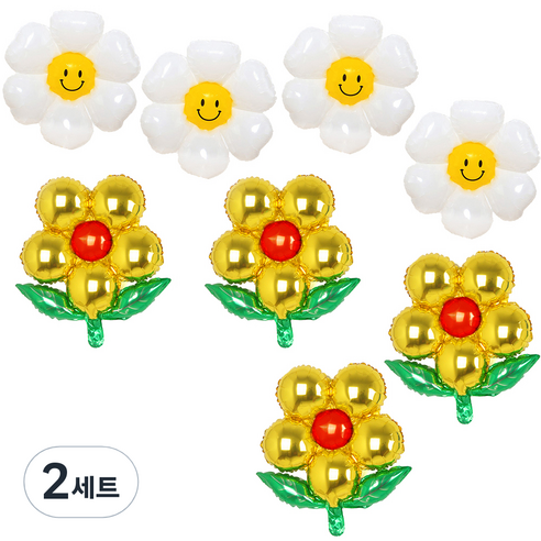 파티쇼 플라워 은박 풍선 잎사귀 4p + 데이지 소형 4p 세트, 골드(잎사귀), 2세트