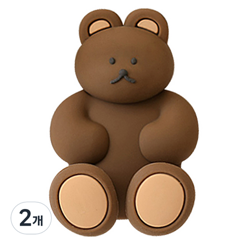 도낫도낫 실리콘 칫솔걸이, 브라우니, 2개