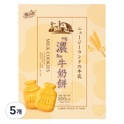 유키앤러브 밀크쿠키, 200g, 5개