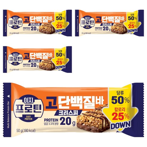 롯데웰푸드 이지프로틴 고단백질바 크리스피, 50g, 4개