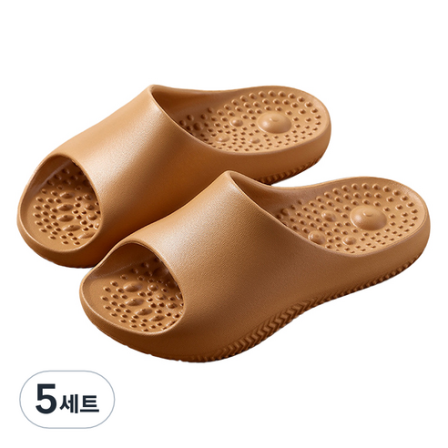 언헤브 스타일리쉬 지압 슬리퍼 세트 250, 02 브라운, 5세트