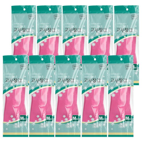 롯데이라이프 고무장갑, 핑크, 중(M), 10개