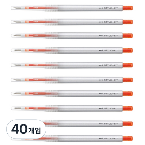 미쓰비시 스타일핏트 단색펜 0.28mm UMN-139, 만다린오렌지, 40개입