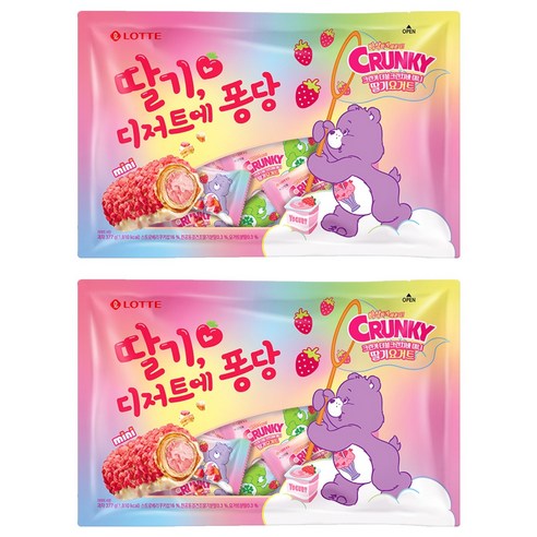 크런키 더블크런치바 딸기요거트 랜덤발송, 377g, 2개