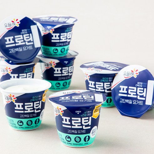 요플레 프로틴 플레인 떠먹는 요구르트, 100g, 8개