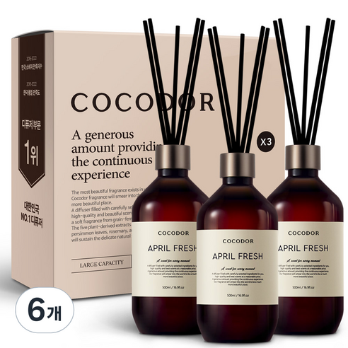 코코도르 프리미엄 디퓨저, 에이프릴 프레쉬, 500ml, 6개