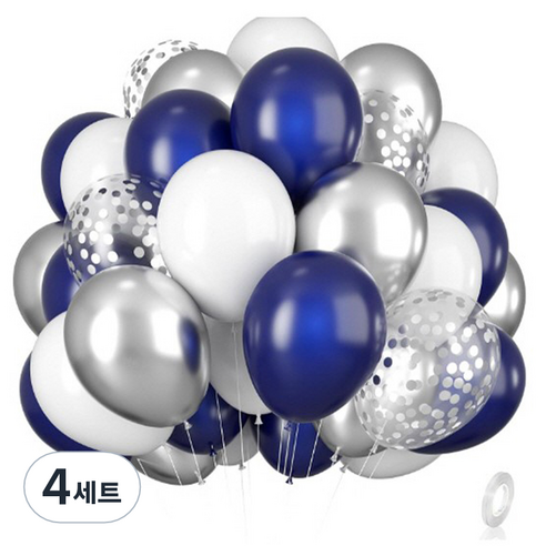만들하비 컨페티 풍선 세트, 블루실버, 4세트