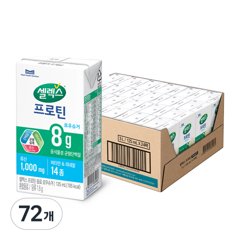 셀렉스 프로틴 로우슈거, 125ml, 72개