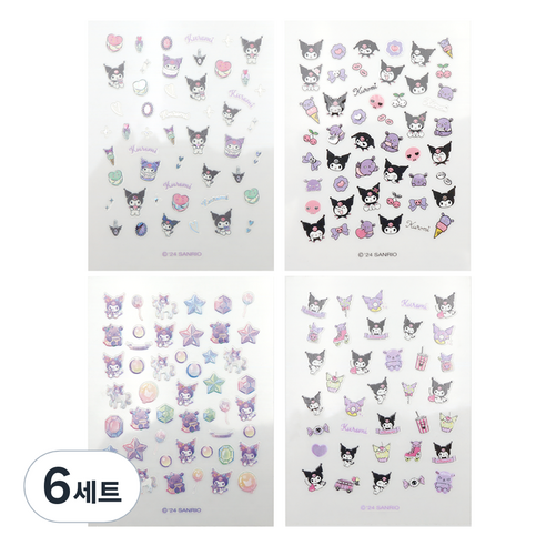 산리오 쿠로미 네일스티커 4종 세트, 6세트, 혼합색상