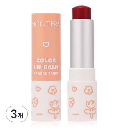 몽프라 컬러 립밤, 4g, 3개, 오렌지캔디