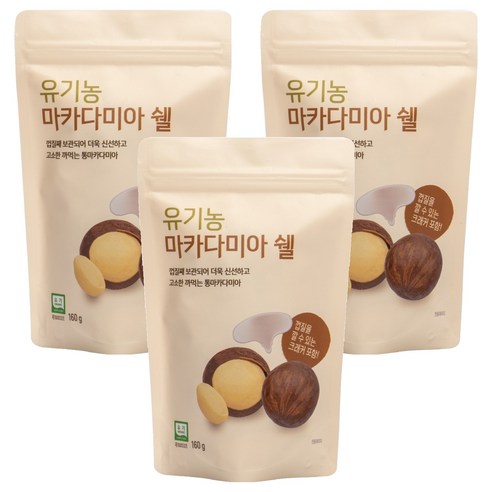 ORGA 유기농 마카다미아 쉘, 160g, 3개