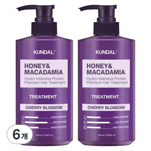 쿤달 허니 앤 마카다미아 헤어 트리트먼트 체리블라썸향, 500ml, 6개